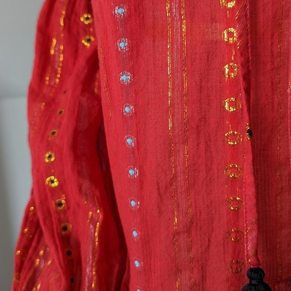 Belle Vere for Anthropologie Tasseled Boho Long Sleeve Blouse - Picture 9 of 11